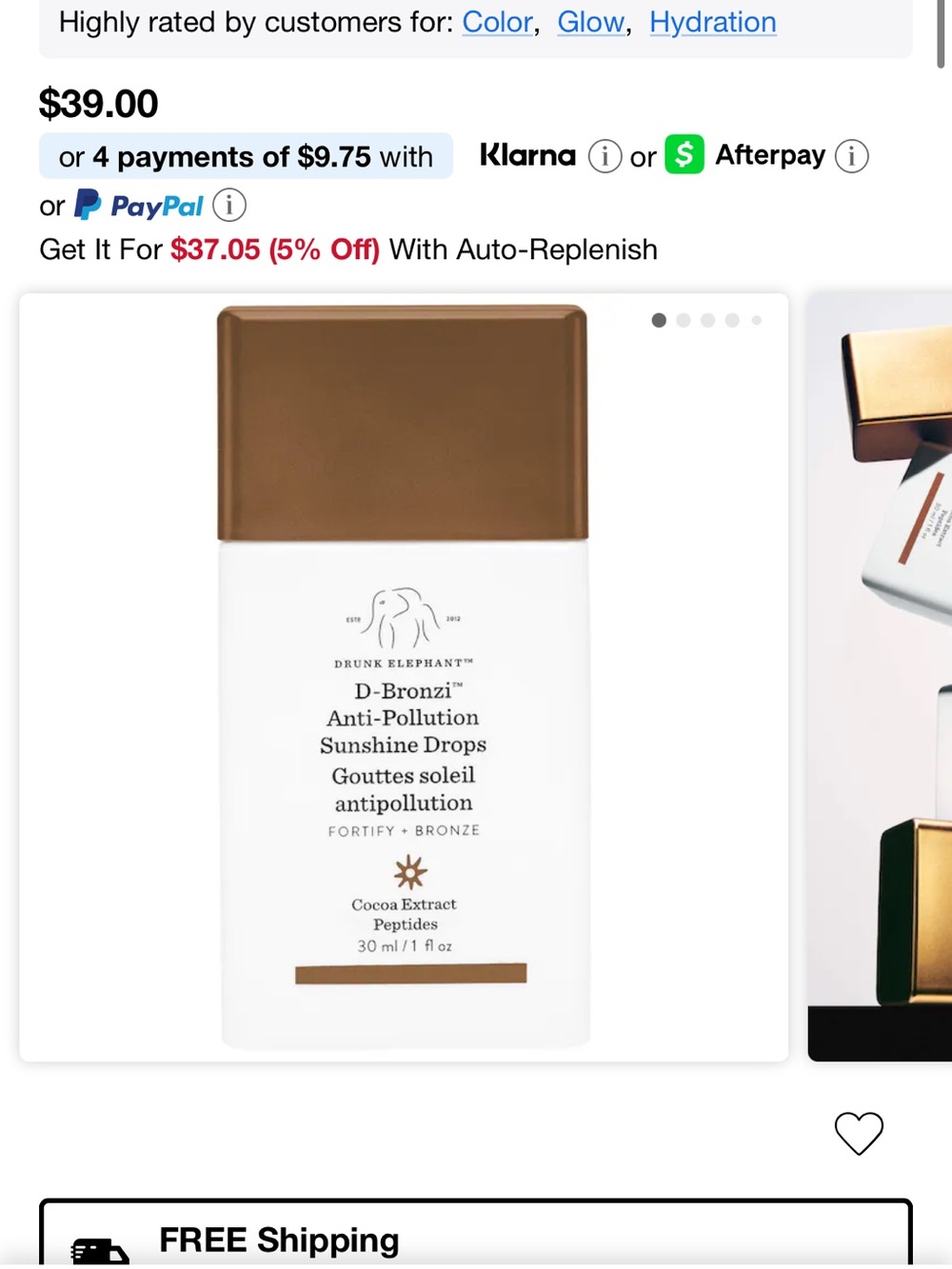 Drunk Elephant D-Bronzi Sunshine Drops - White Bottle with Bronze Cap